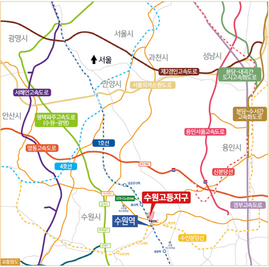 수원고등지구 위치도. <LH 제공>